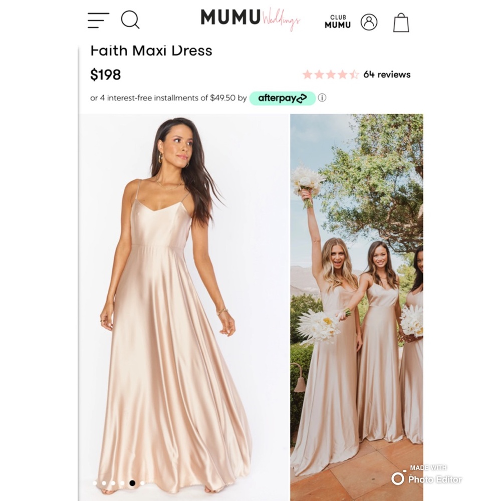 Show Me Your MuMu Champagne Satin Faith Maxi Dress